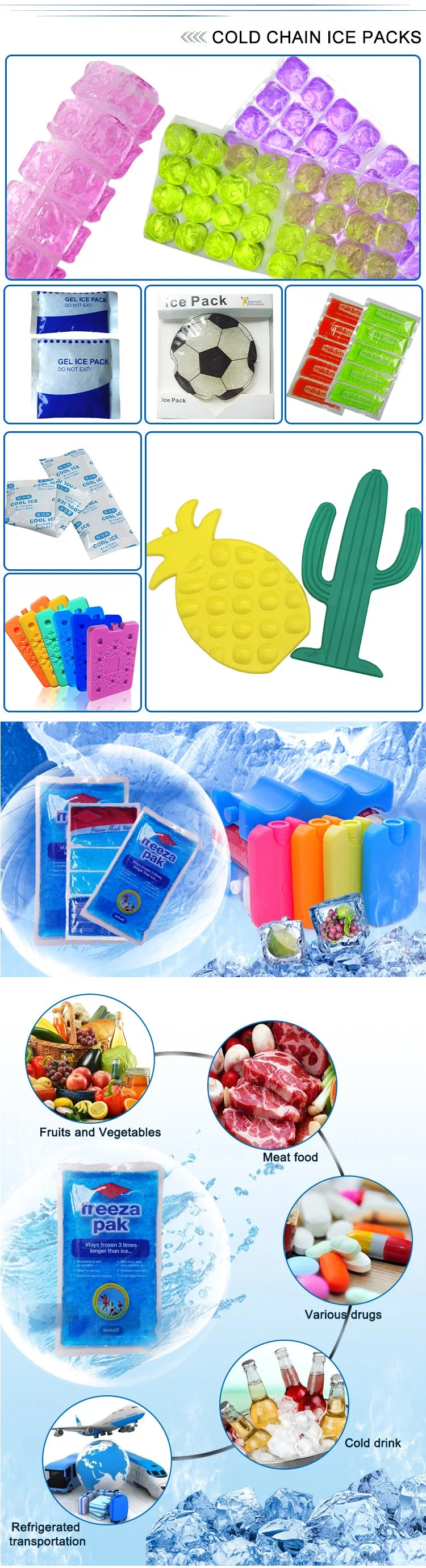 Wholesale Cheap Cold Gel Ice Pack for Chilled Seafood Storage and Shipping