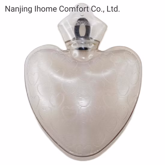 Wholesale New Design Stylish Useful Unfading Leakproof Hand Warmer Long Heart Shape PVC Hot Water Bottle Bag with Cover