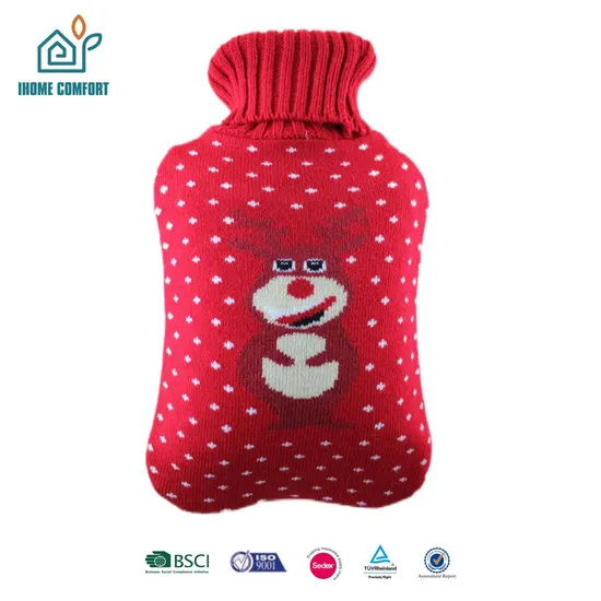 New Design 2 Litre BS Rubber Hot Water Bottle Cover with Knitting Cover for Winter Warming 