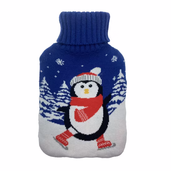 1L Rubber Hand Warmer Hot Water Bag Hot Water Bottle with Knitted Cover